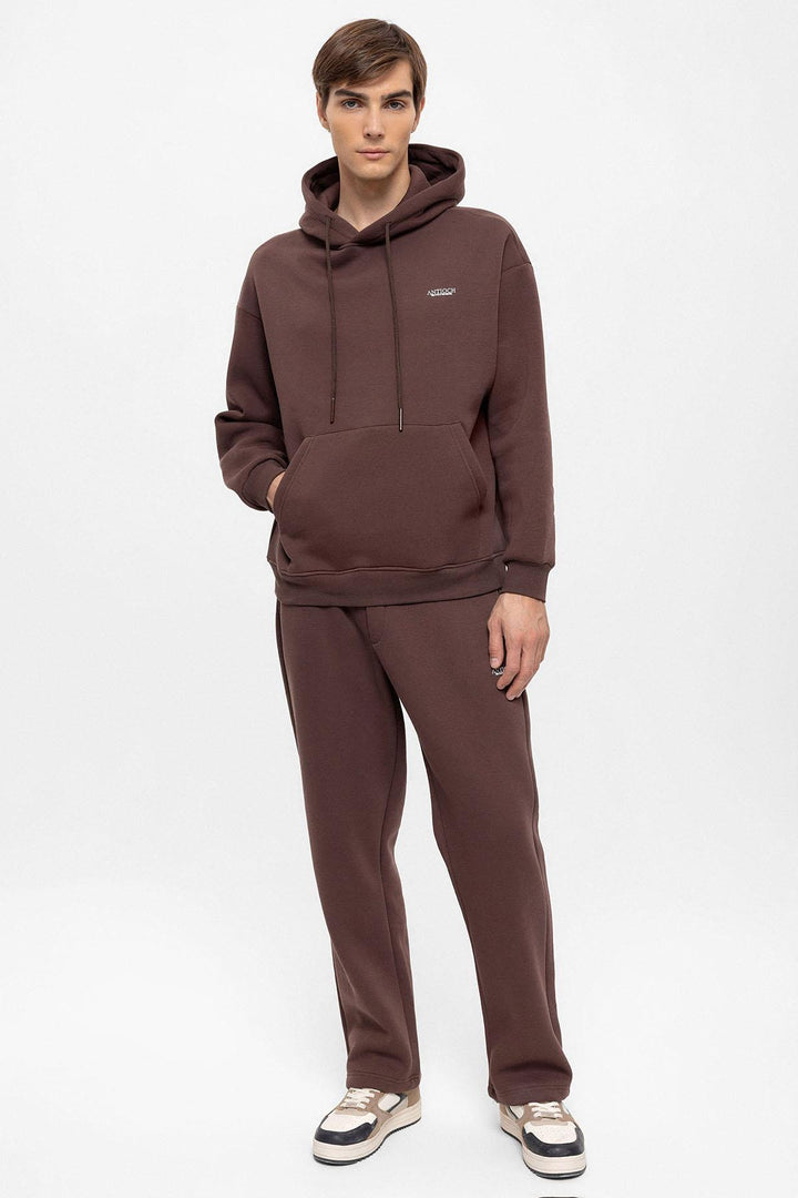 Men's Brown Regular Fit  Printed  Tracksuit Set - Wessi