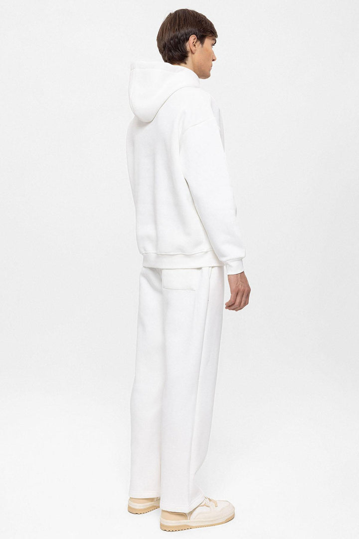 Men's Ecru Regular Fit  Printed  Tracksuit Set - Wessi