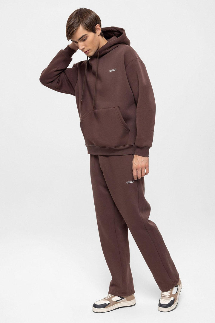 Men's Brown Regular Fit  Printed  Tracksuit Set - Wessi