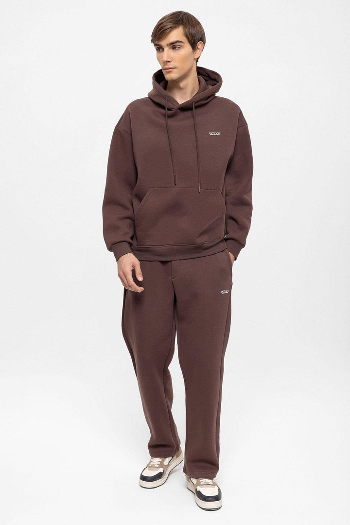 Men's Brown Regular Fit  Printed  Tracksuit Set - Wessi
