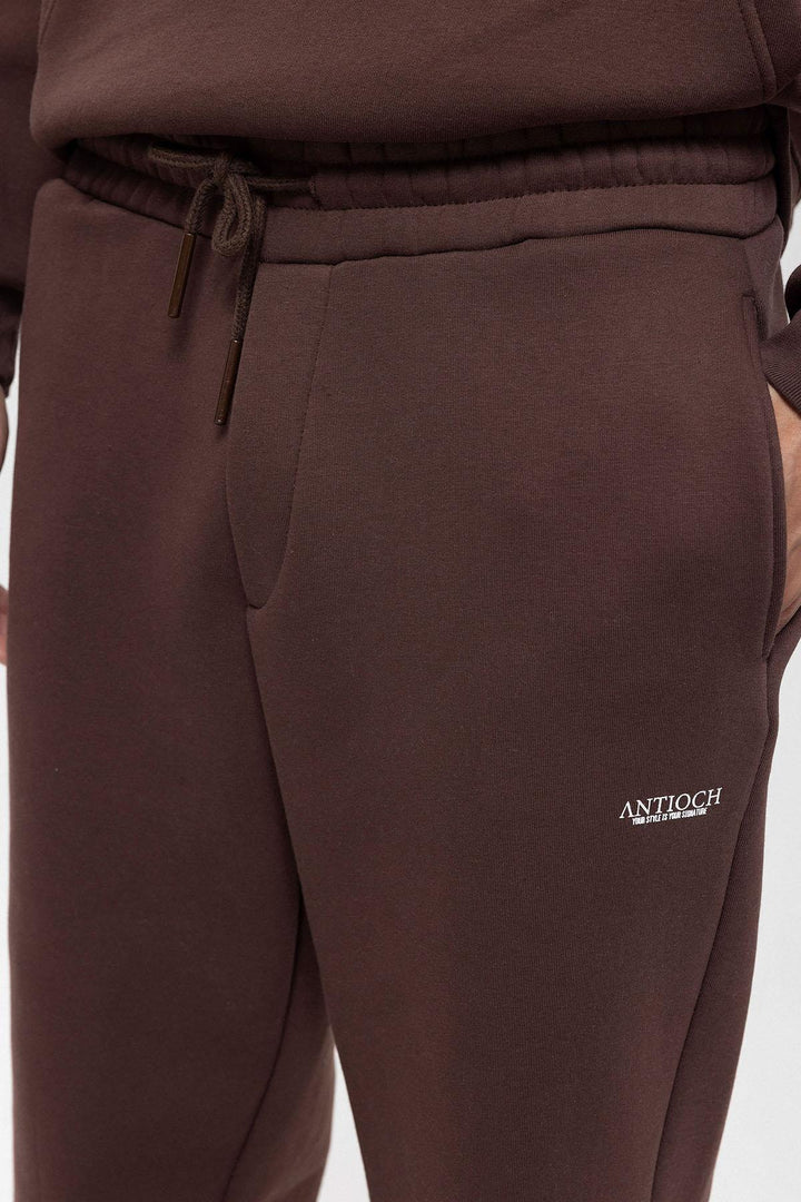 Men's Brown Regular Fit  Printed  Tracksuit Set - Wessi