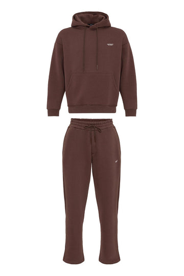 Men's Brown Regular Fit  Printed  Tracksuit Set - Wessi