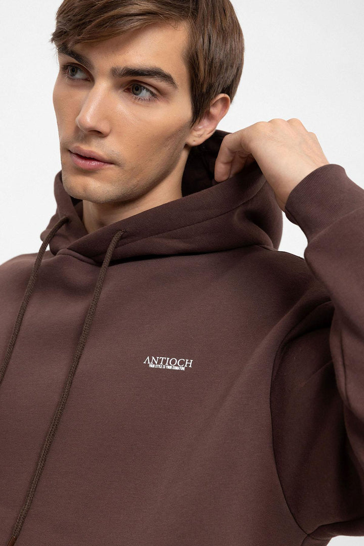 Men's Brown Regular Fit  Printed  Tracksuit Set - Wessi