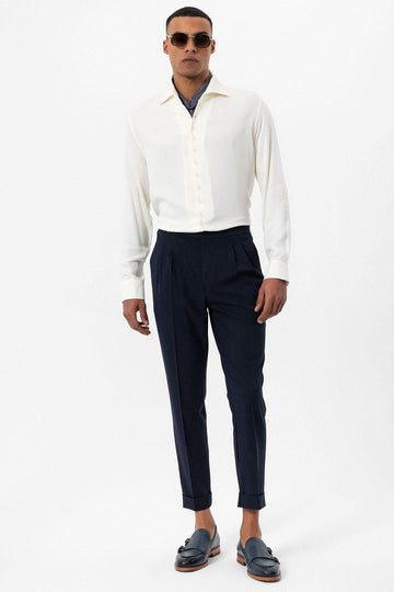 Men's Ecru Regular Fit Camp Collar Shirt - Wessi