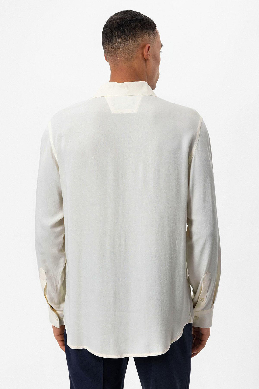 Men's Ecru Regular Fit Camp Collar Shirt - Wessi