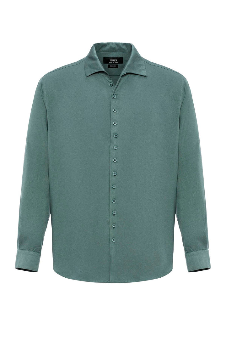 Men's Green Regular Fit Camp Collar Shirt - Wessi