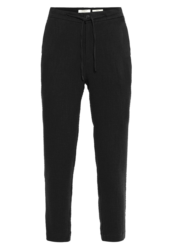 Men's Black Regular Fit Drawstring Pants - Wessi