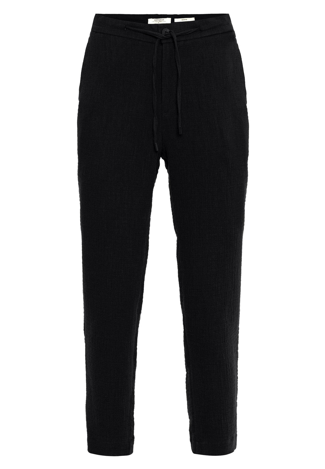 Men's Black Regular Fit Drawstring Pants - Wessi