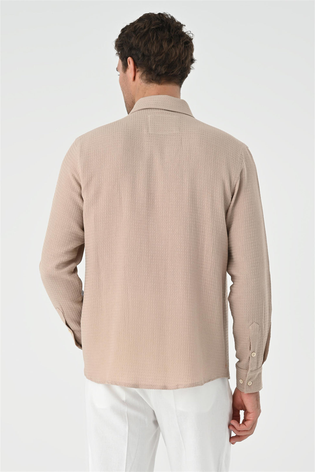 Men's Beige Regular Fit Woven  Shirt - Wessi