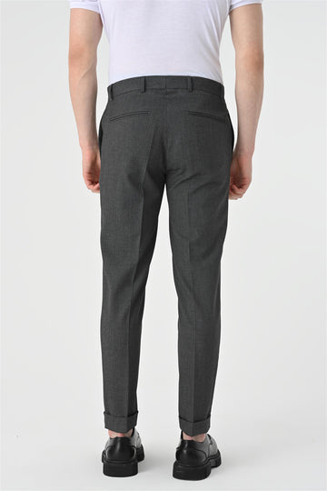 Pantalón de hombre gris regular fit de doble pernera - Wessi