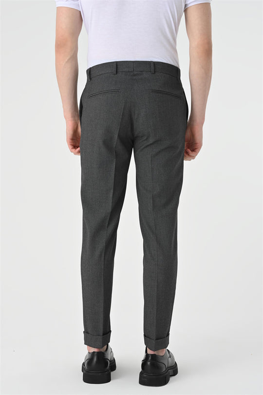 Pantalón de hombre gris regular fit de doble pernera - Wessi