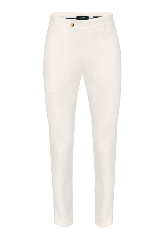 Pantalon Homme Ecru Regular Fit Revers - Wessi