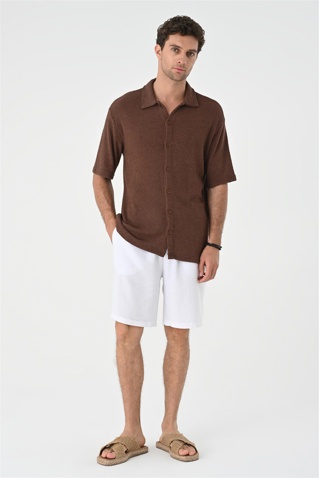 Chemise en tricot pour homme marron coupe décontractée - Wessi