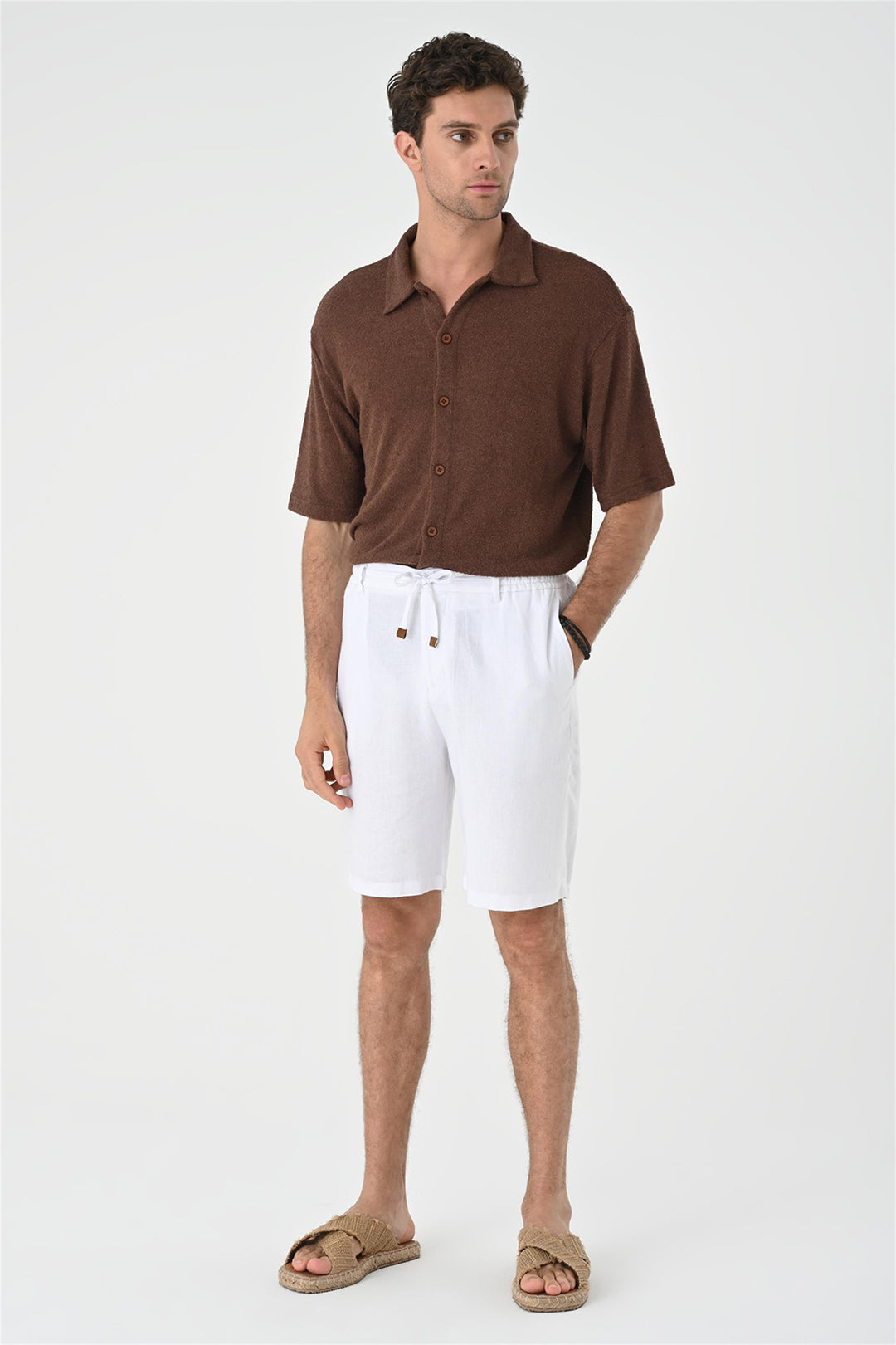 Chemise en tricot pour homme marron coupe décontractée - Wessi