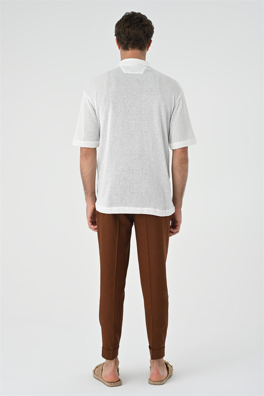 Men's White Relax Fit Knitwear  Shirt - Wessi