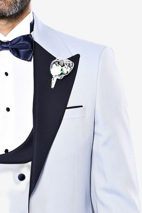 Self-Patterned Baby Blue Wedding Suit - Wessi