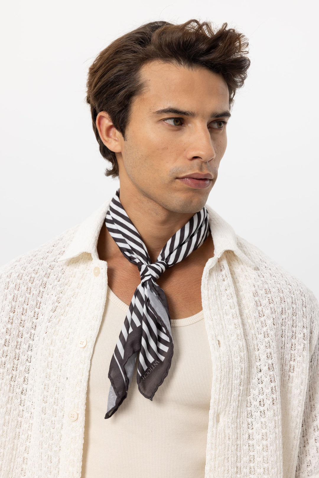 Men's Black Striped Scarf - Wessi