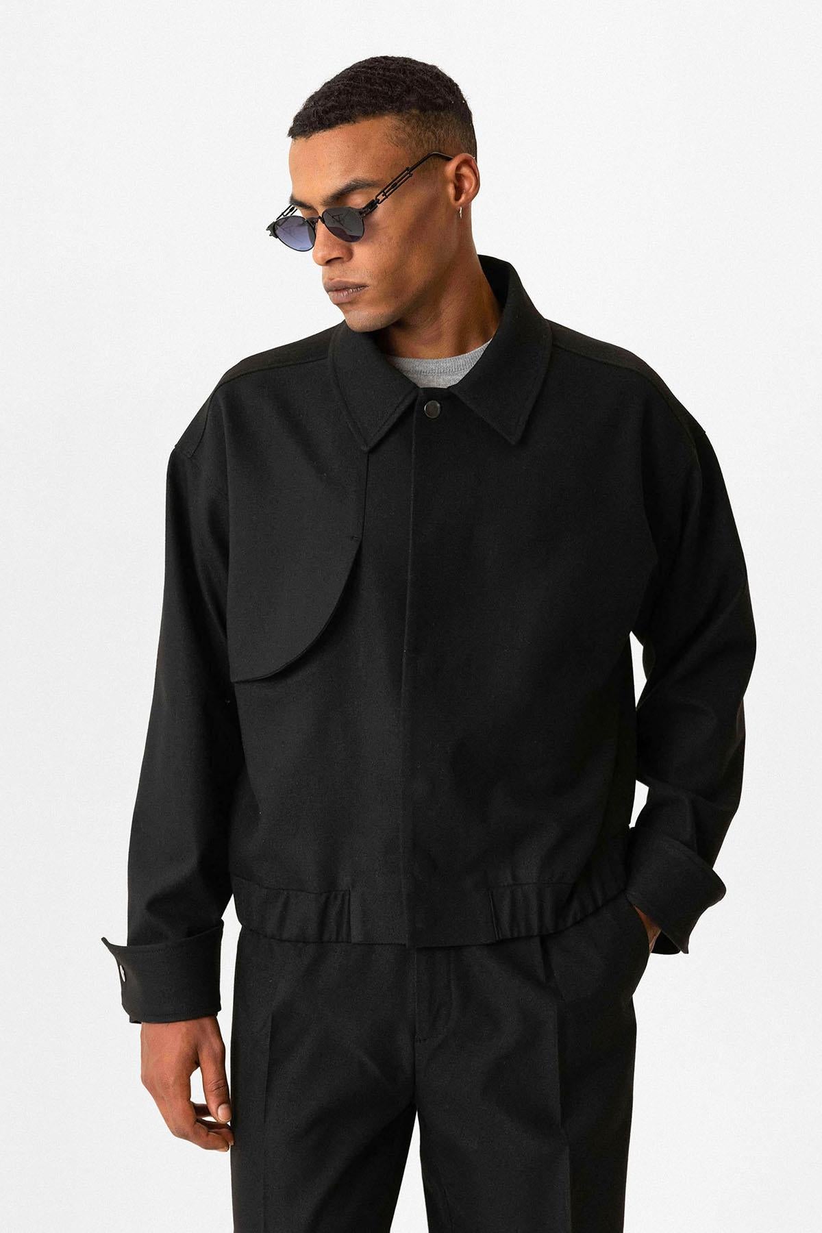 Black Crop Fit Men's Jacket with Pockets - Wessi – Wessi