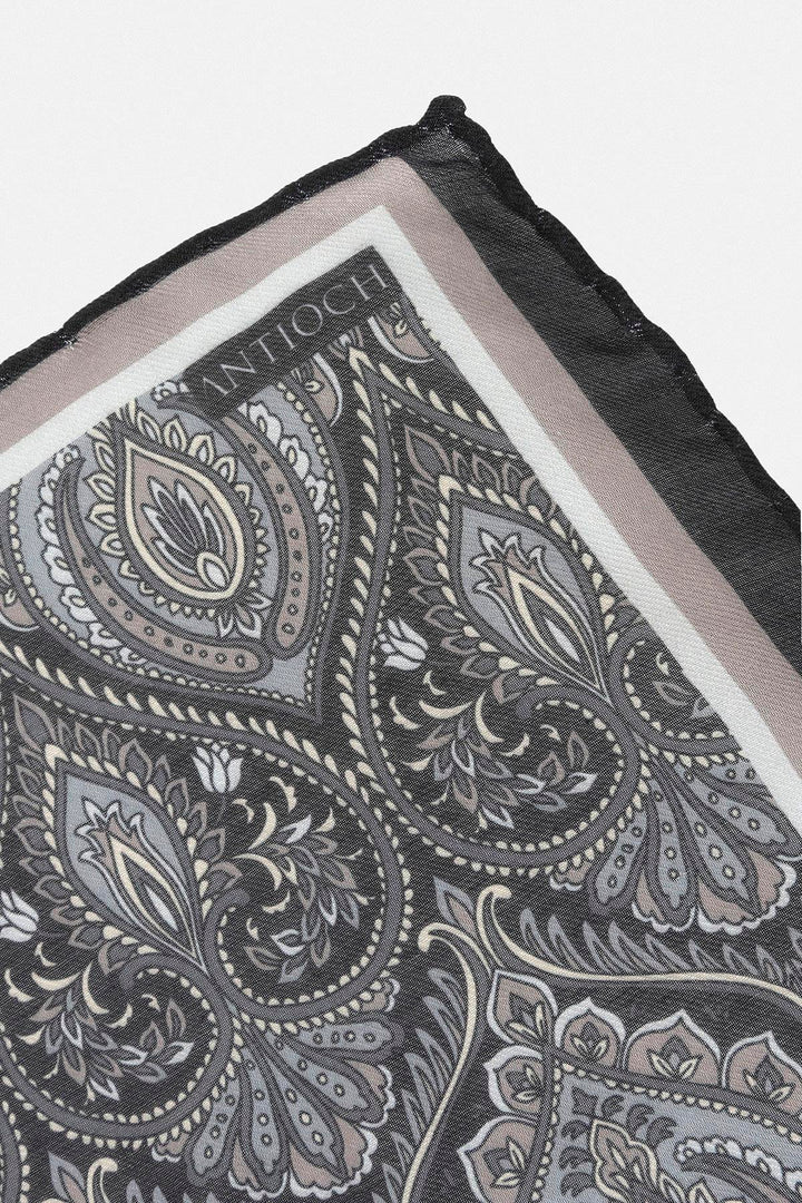 Men's Black Patterned Scarf - Wessi