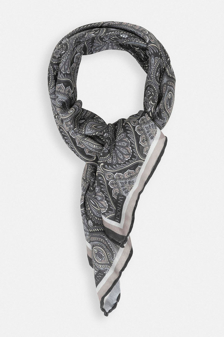 Men's Black Patterned Scarf - Wessi