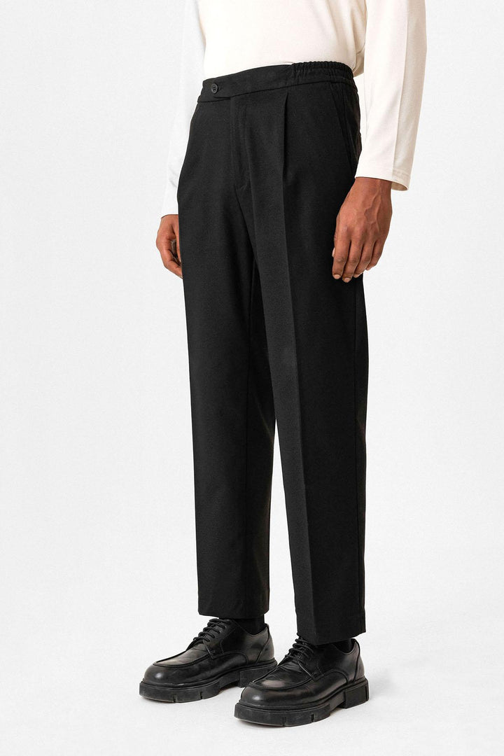 Black Pantaloni Baggy da Uomo con Vita Elastico - Wessi