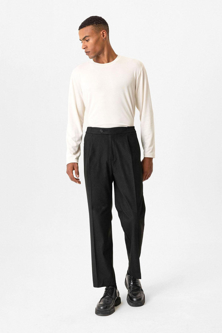Black Pantaloni Baggy da Uomo con Vita Elastico - Wessi