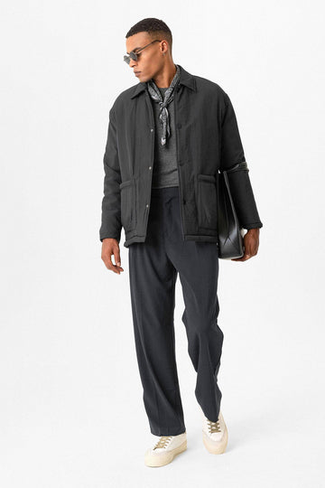 Black Giacca Leggermente Imbottita da Uomo con Tasche Cargo - Wessi