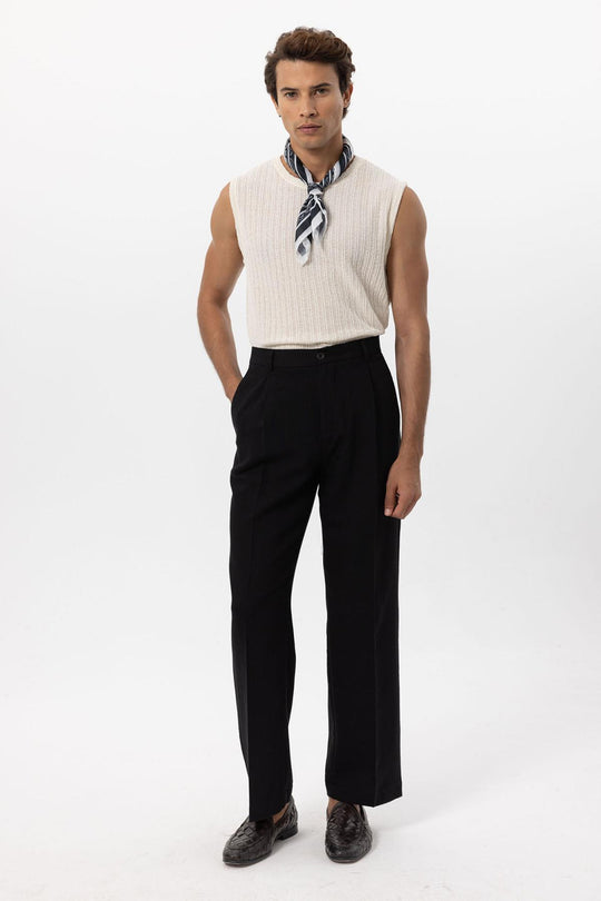 Men's Black Linen Blend Baggy Pants - Wessi Wessi - Discover Diversity Men's Black Linen Blend Baggy Pants - Wessi Wessi - Discover Diversity