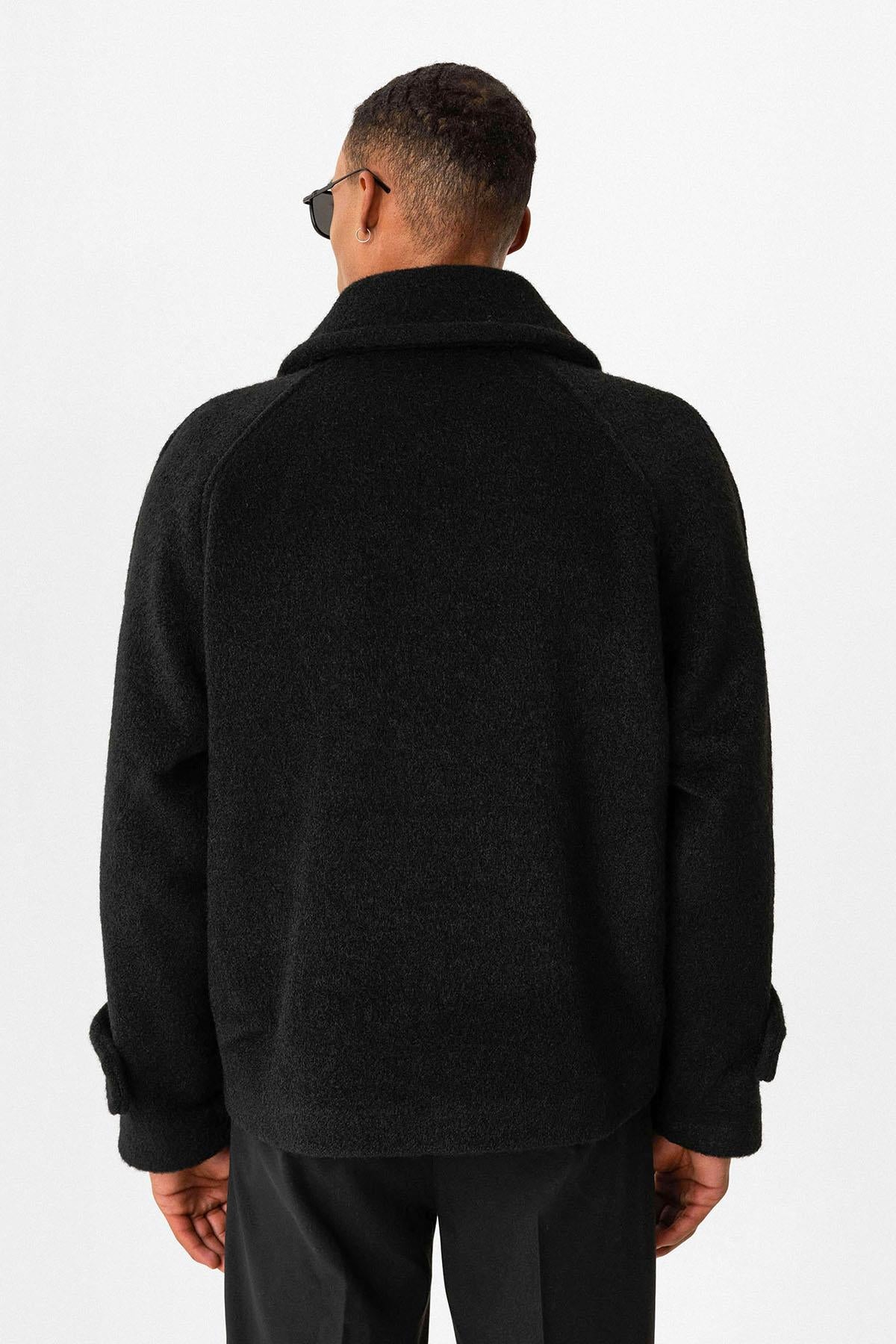 Black Double-Breasted Crop Fit Men's Jacket - Wessi – Wessi