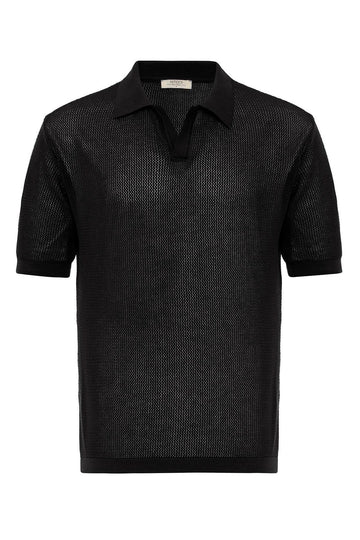 Men's Black Polo Neck Knit T-Shirt - Wessi