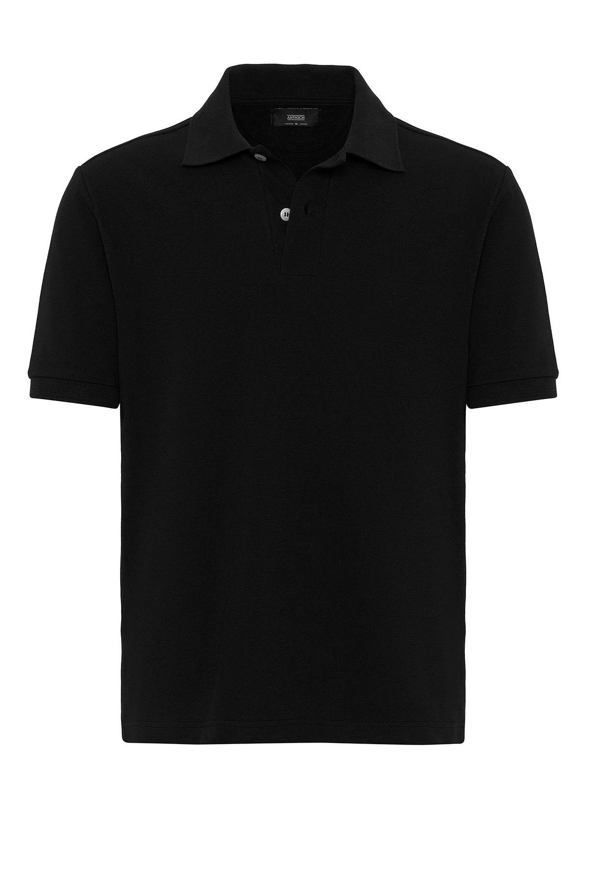 T shirt col polo noir pour homme Wessi