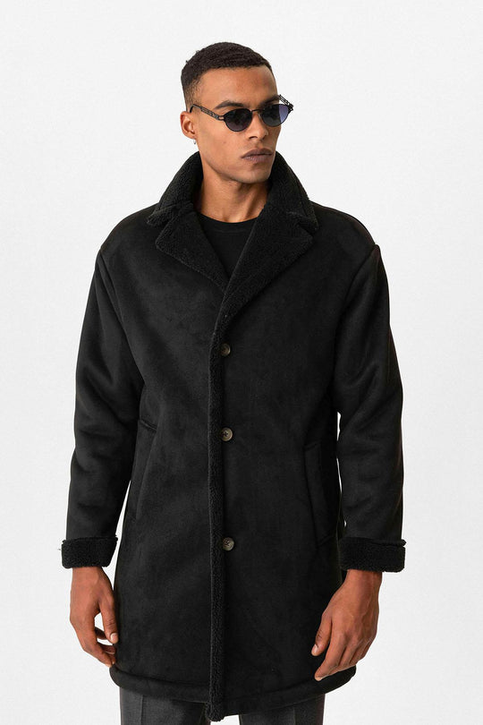 Black en daim noir pour homme avec détails de doublure - Wessi