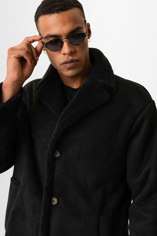 Black en daim noir pour homme avec détails de doublure - Wessi