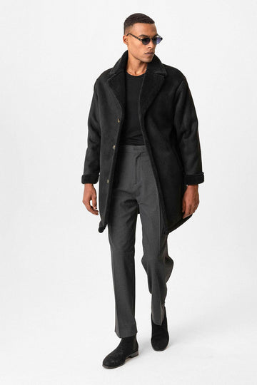 Black en daim noir pour homme avec détails de doublure - Wessi