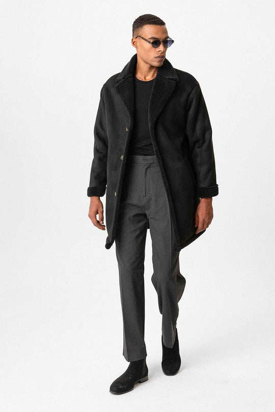 Black en daim noir pour homme avec détails de doublure - Wessi