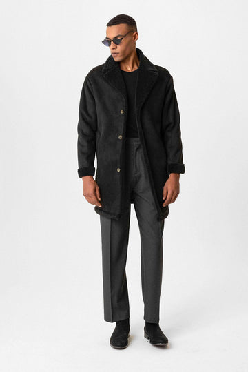 Black en daim noir pour homme avec détails de doublure - Wessi