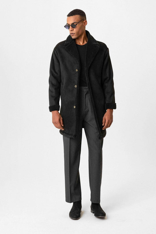 Black en daim noir pour homme avec détails de doublure - Wessi