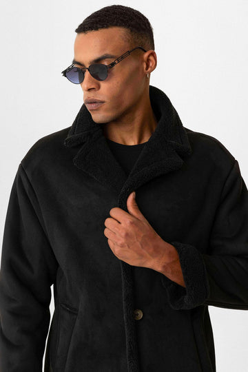 Black en daim noir pour homme avec détails de doublure - Wessi
