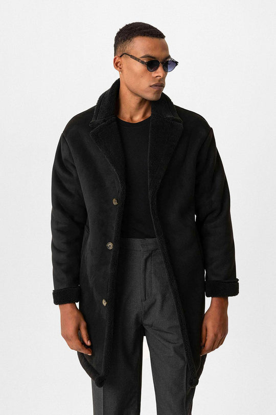Black en daim noir pour homme avec détails de doublure - Wessi