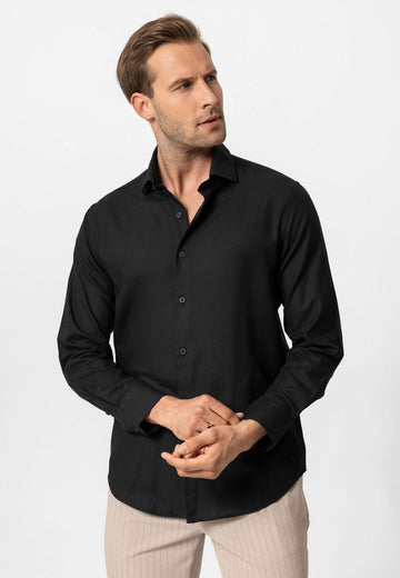 Black Long-Sleeve Slim Fit Men's Shirt - Wessi Wessi - Discover Diversity Black Long-Sleeve Slim Fit Men's Shirt - Wessi Wessi - Discover Diversity