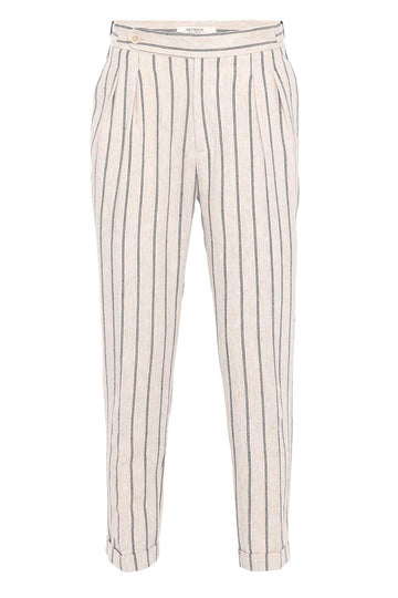 Men's Black High-Waist Linen Blend Pants - Wessi