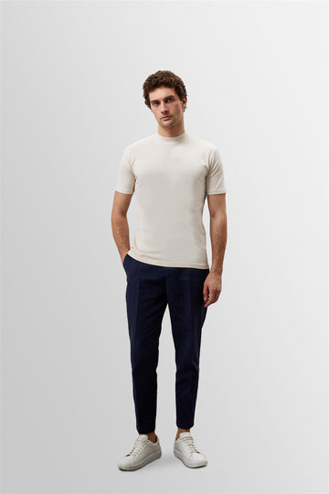 Men's Beige Slim Fit Basic T-Shirt  - Wessi