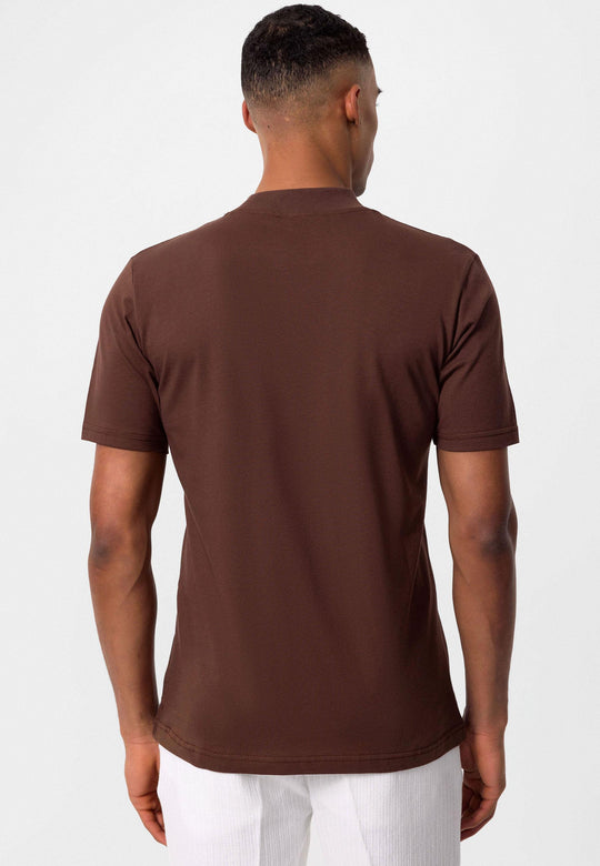 Men's Brown Slim Fit Basic T-Shirt - Wessi