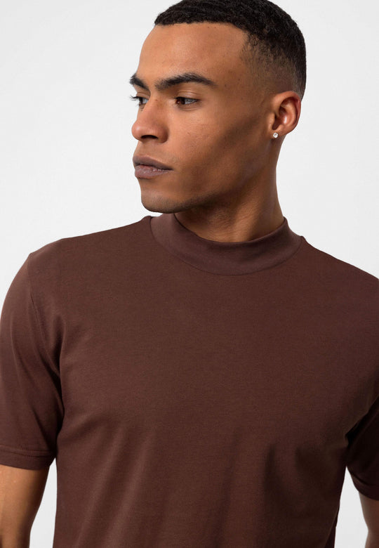 Men's Brown Slim Fit Basic T-Shirt - Wessi