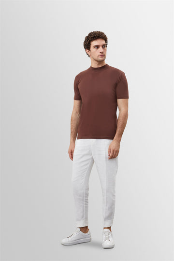 Men's Brown Slim Fit Basic T-Shirt - Wessi