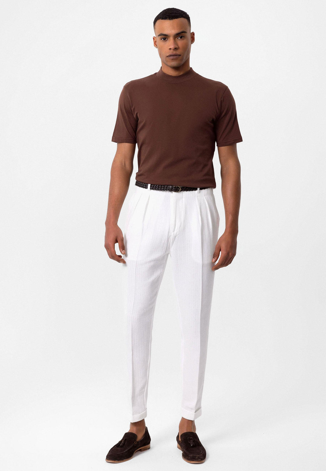 Camiseta Básica Hombre Slim Fit Marrón - Wessi