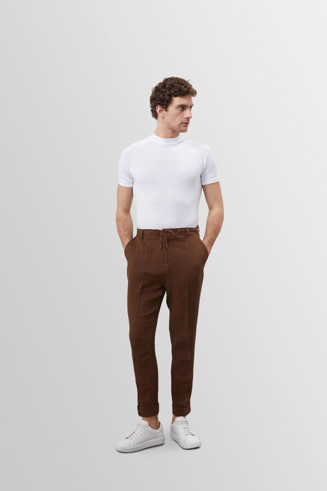 Men's White Slim Fit Crew Neck  T-Shirt - Wessi