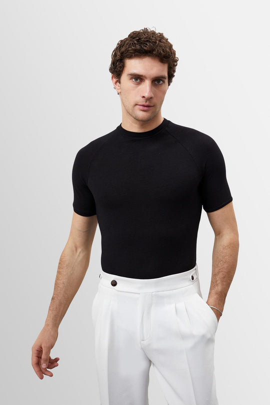 T-Shirt Col Rond Slim Fit Homme Noir - Wessi