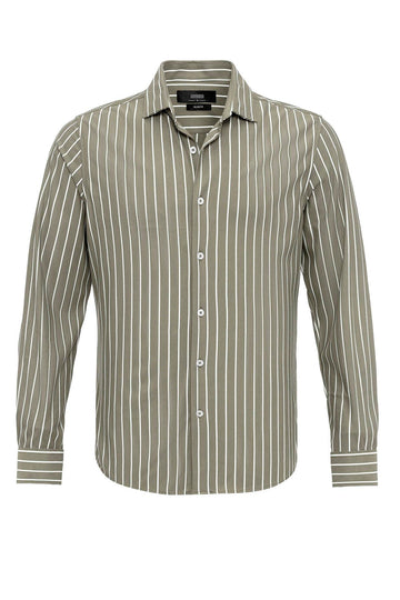 Chemise Homme Kaki Rayé Contrasté - Wessi