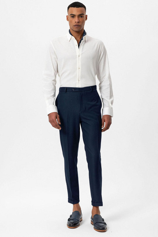 Pantalon Habillé Homme Premier Man - Taille 44 XXS - Bleu Marine